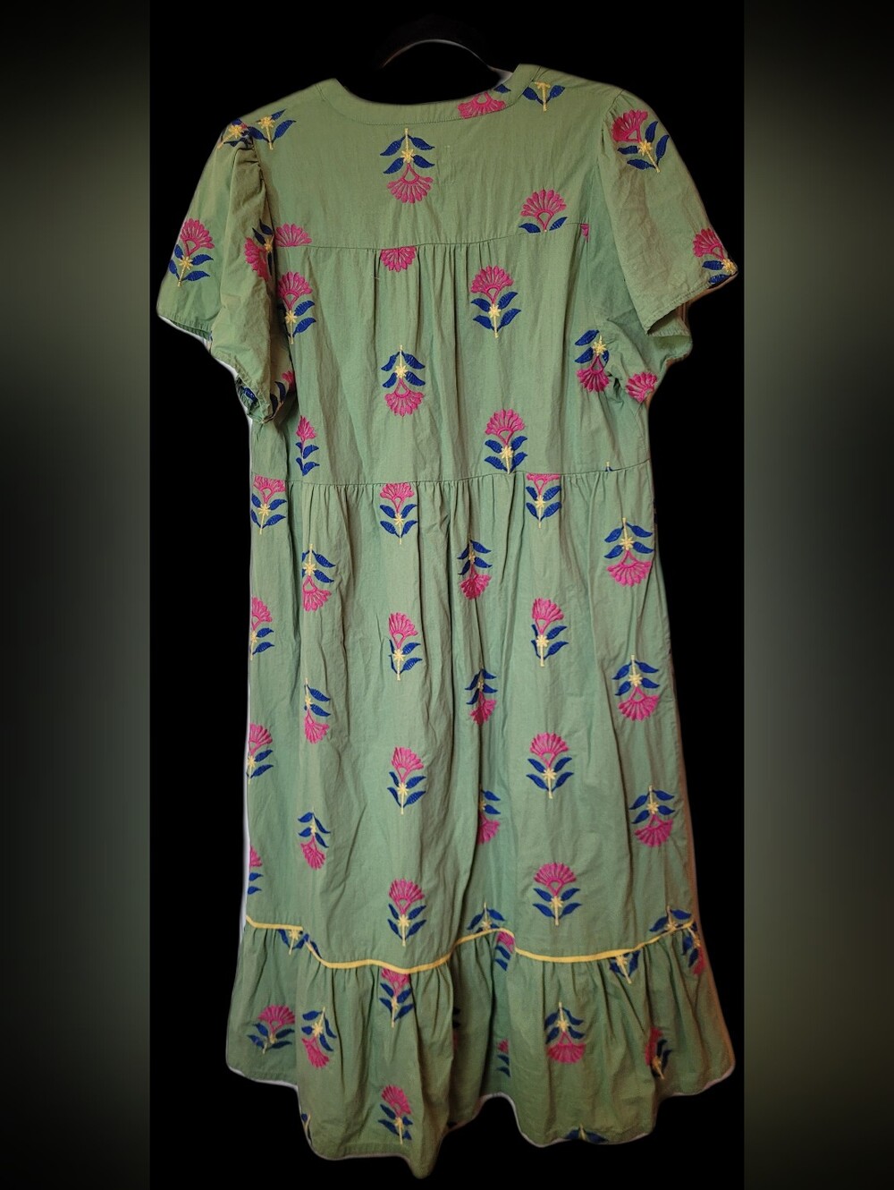 Umgee Womens Green Floral Embroidered Boho Midi Dress Large - Picture 2 of 9